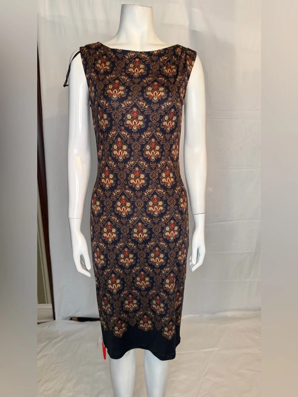 Women's Navy Floral Medallion Sheath Dress